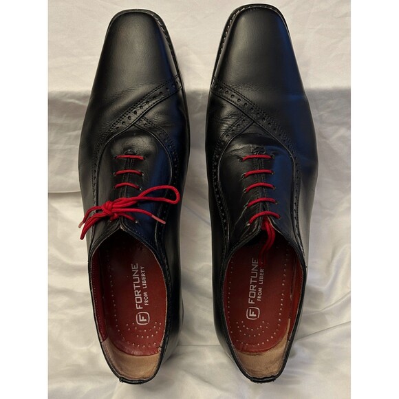 Fortune From Liberty Mens Black Genuine Leather Oxford Shoes Red Laces Sz 11 EC main image 12